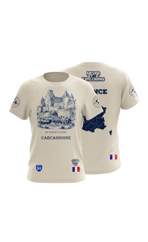Carcassonne fort Aude t-shirt souvenir gift idea. Travel tee, regular fit summer apparel.