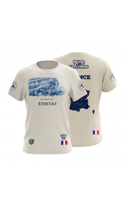 Étretat Porte d'Aval Normandy t-shirt. Gift souvenir travel tee. Regular fit sizes.