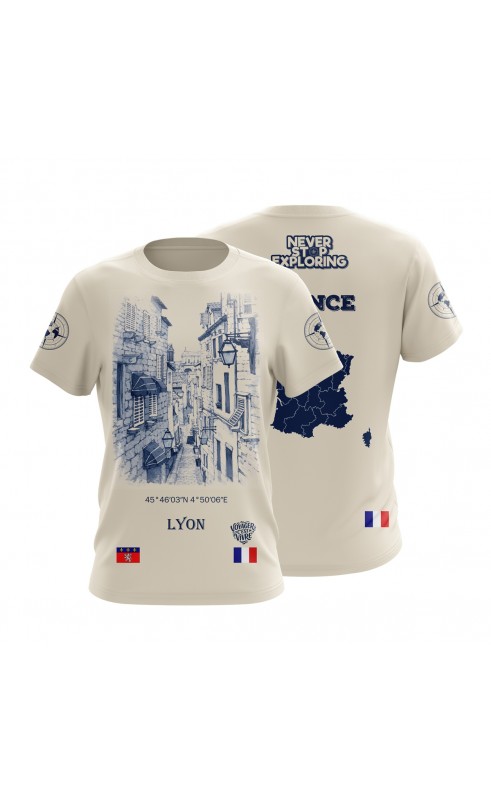 Lyon  France t-shirt for traveller. Souvenir gift idea, regular sizes.Amfanwear.