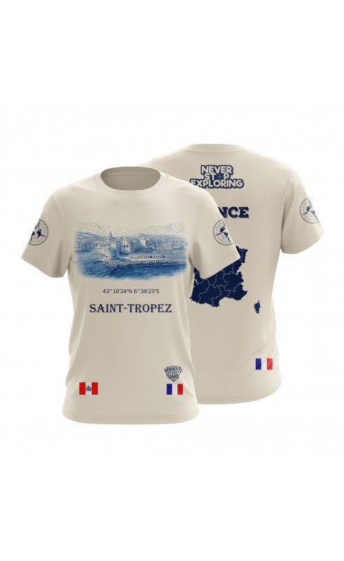 Saint Tropez  vacation travel souvenir t-shirt. Regular fitting. Amfanwear summer apparel.
