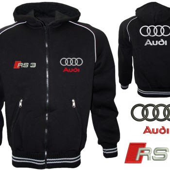 Auto Sport RS3 Fleece Jacket With Hood Embroidered Logos Racing Sweatshirt Fleece Top