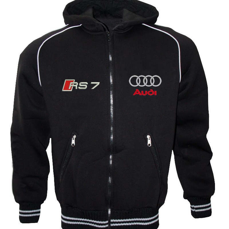 Auto Sport RS7 Fleece Jacket With Hood Embroidered Logos Racing Sweatshirt Fleece Top