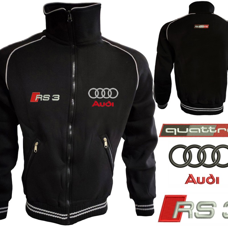 Auto Sport RS3 Quattro Fleece Jacket Embroidered Logos Racing Sweatshirt Fleece Top