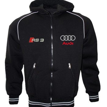 Auto Sport RS3 Fleece Jacket With Hood Embroidered Logos Racing Sweatshirt Fleece Top