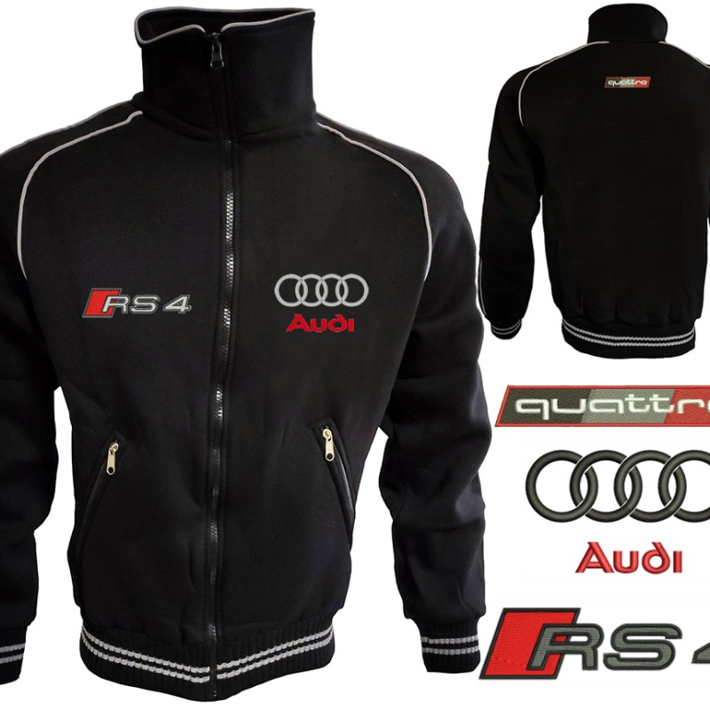 Auto Sport RS4 Quattro Fleece Jacket Embroidered Logos Racing Sweatshirt Fleece Top