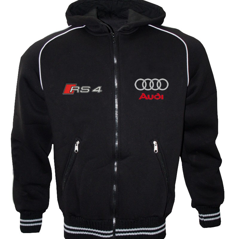 Auto Sport RS4 Fleece Jacket With Hood Embroidered Logos Racing Sweatshirt Fleece Top