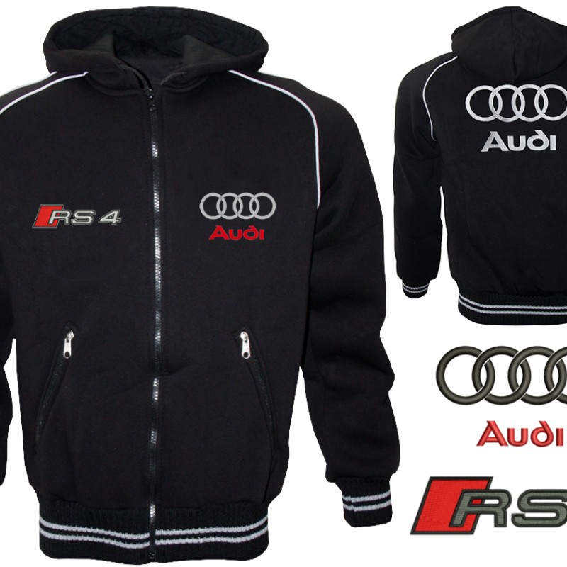 Auto Sport RS4 Fleece Jacket With Hood Embroidered Logos Racing Sweatshirt Fleece Top