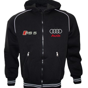 Auto Sport RS5 Fleece Jacket With Hood Embroidered Logos Racing Sweatshirt Fleece Top
