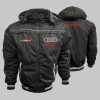 Auto Quattro Car Outer Jacket With Removable Hood Embroidered Logos Racing Driver Apparel