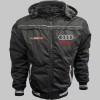 Auto Quattro Car Outer Jacket With Removable Hood Embroidered Logos Racing Driver Apparel