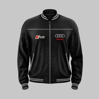 Auto Sport RS Black Car Outer Jacket Bomber Embroidered Logos Racing Driver Apparel