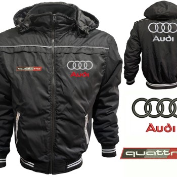 Auto Quattro Sport Car Outer Jacket With Removable Hood Embroidered Logos Racing Driver Apparel