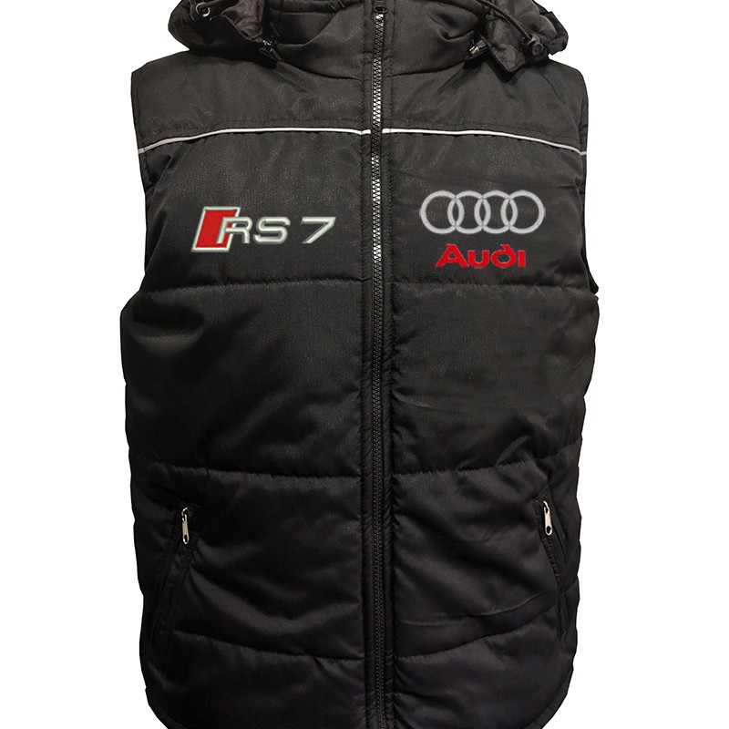 Auto RS7 Car Gilet, Sleeveless Vest With Hood Racing, Motorsport, Embroidered Logos 002
