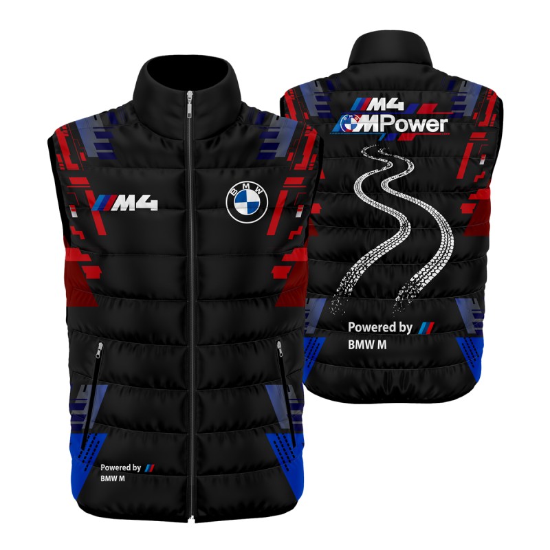 German M4 Auto Car Gilet, Sleeveless Vest Racing, Motorsport Graphic Print Design