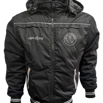 Alfa Romeo Outer Jacket With Removable Hood Embroidered Logos Racing Car Driver Apparel Retro