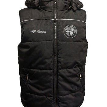 Alfa Romeo Gilet, Sleeveless Vest With Hood Racing, Motorsport, Embroidered Logos Retro