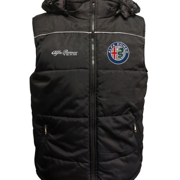 Alfa Romeo Gilet, Sleeveless Vest With Hood Racing, Motorsport, Embroidered Logos