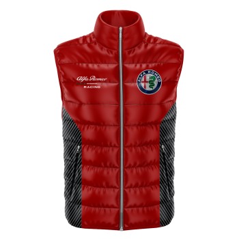 Alfa Romeo Red Gilet, Sleeveless Vest Racing, Motorsport Graphic Print Design