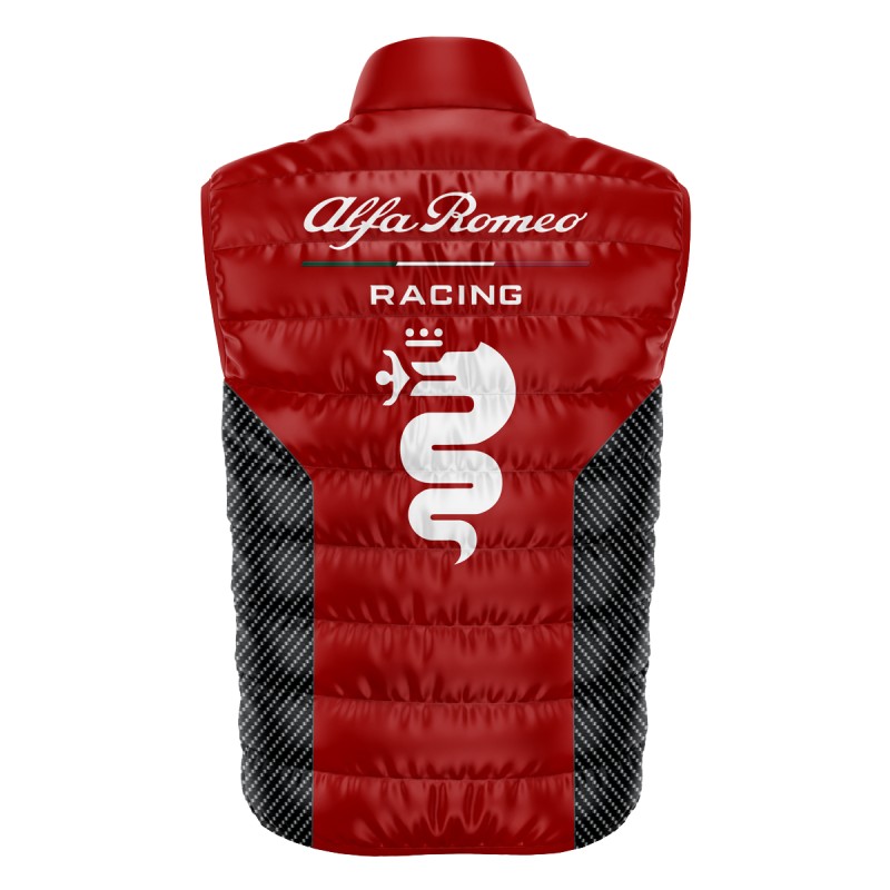 Alfa Romeo Red Gilet, Sleeveless Vest Racing, Motorsport Graphic Print Design