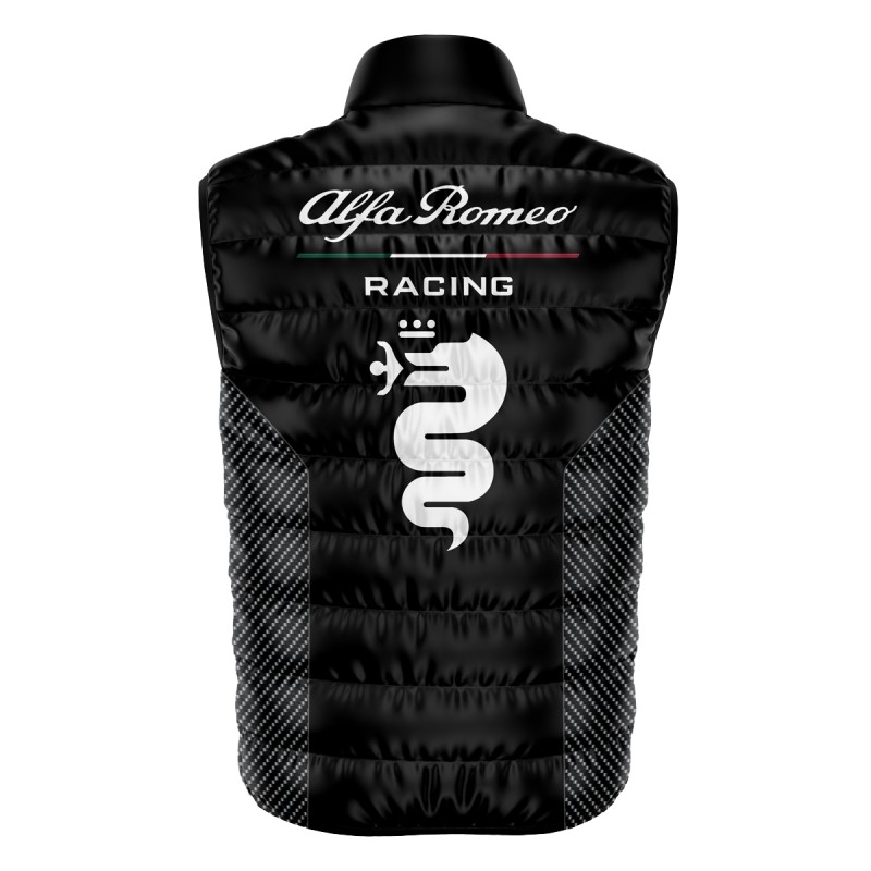 Alfa Romeo Black Gilet, Sleeveless Vest Racing, Motorsport Graphic Print Design