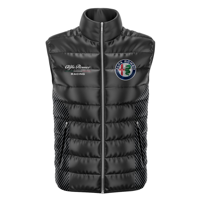 Alfa Romeo Gray Gilet, Sleeveless Vest Racing, Motorsport Graphic Print Design