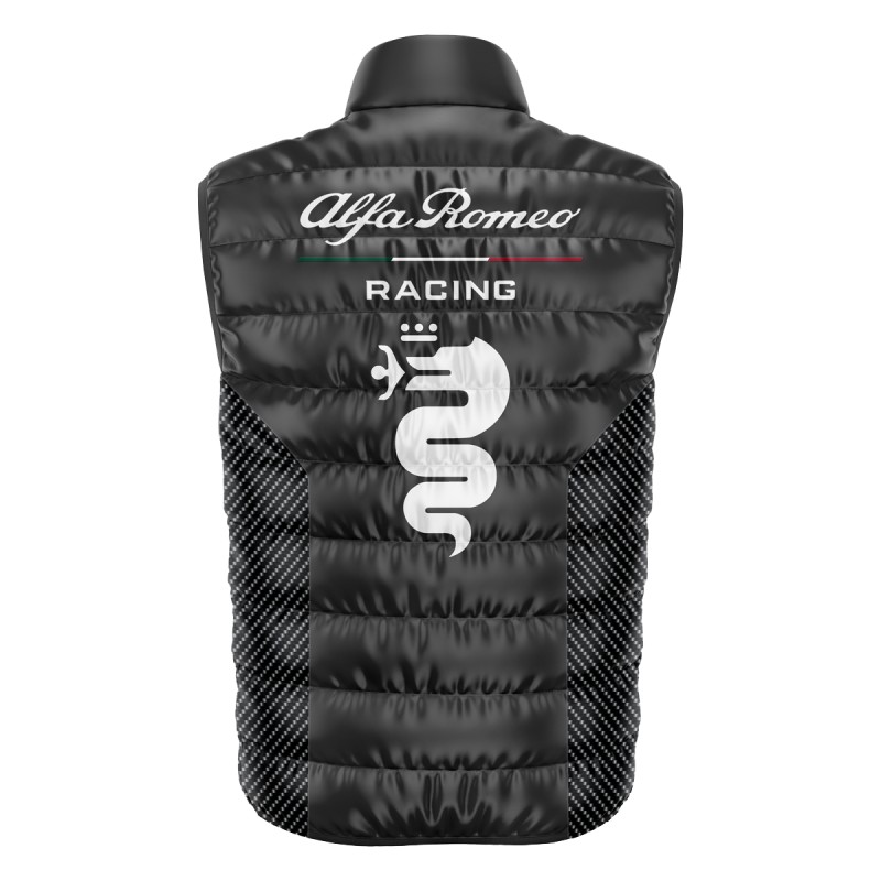 Alfa Romeo Gray Gilet, Sleeveless Vest Racing, Motorsport Graphic Print Design