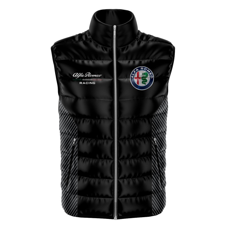 Alfa Romeo Black Gilet, Sleeveless Vest Racing, Motorsport Graphic Print Design