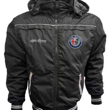 Alfa Romeo Outer Jacket With Removable Hood Embroidered Logos Racing Car Driver Apparel
