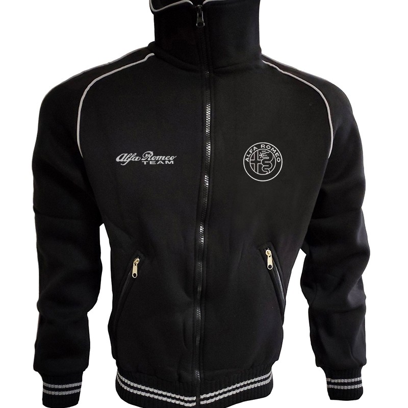 Alfa Romeo Fleece Jacket Embroidered Logos Racing Sweatshirt Fleece Retro